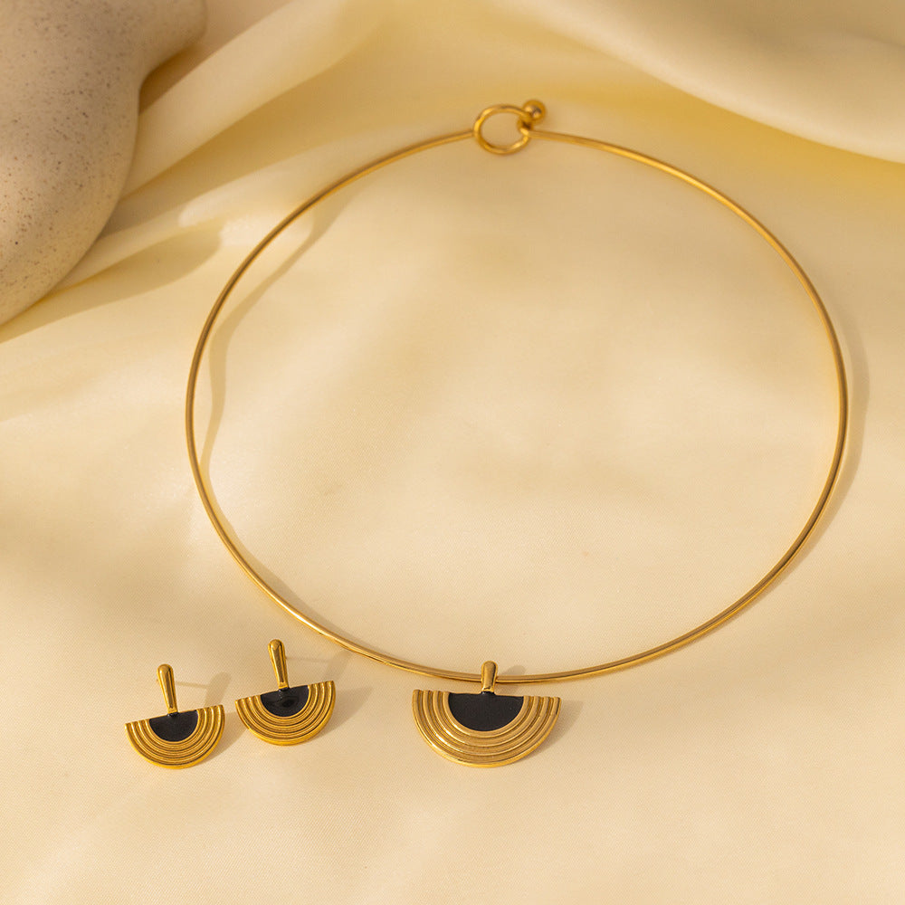 Stainless Steel Necklace Earrings Women'S Jewelry Suit
