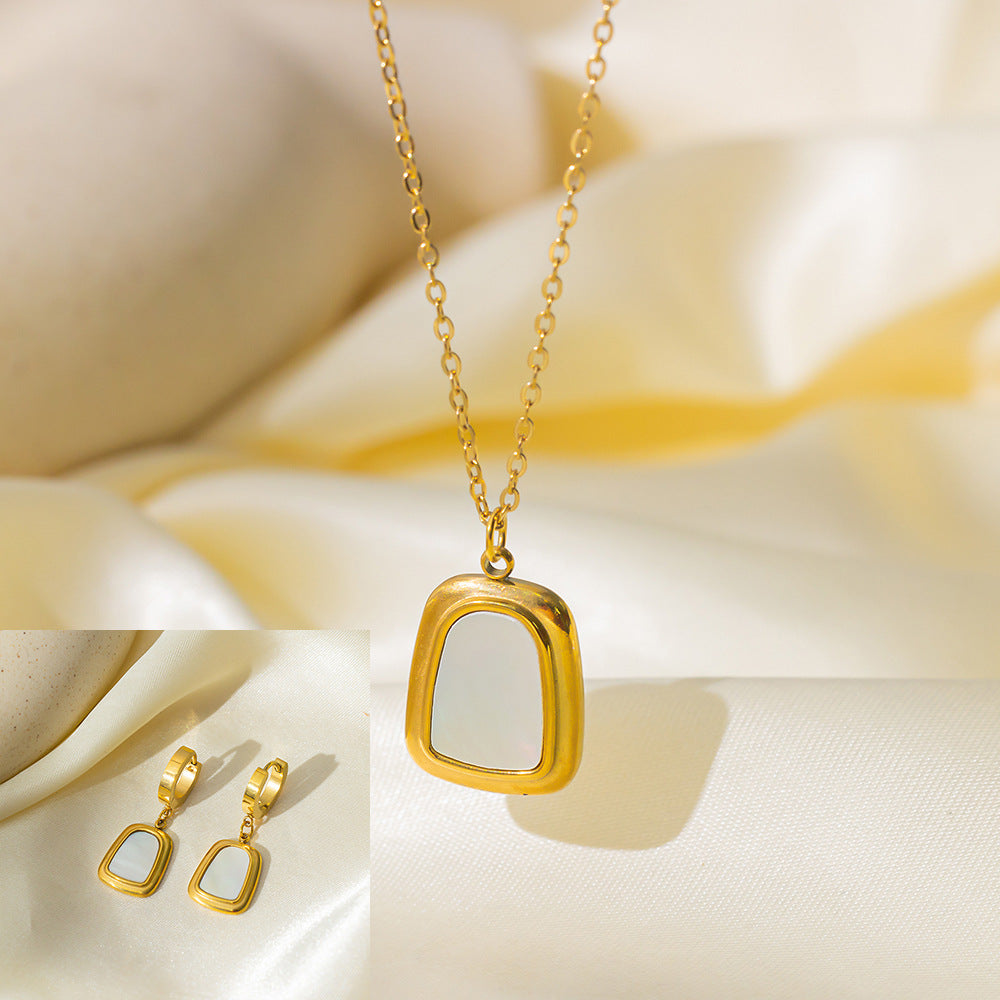Stainless Steel Necklace Earrings Women'S Jewelry Suit