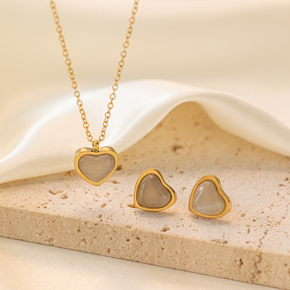 Stainless Steel Necklace Earrings Women'S Jewelry Suit