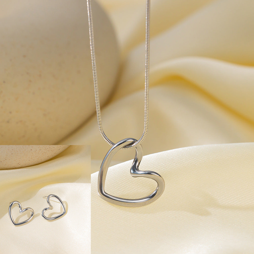Stainless Steel Necklace Earrings Women'S Jewelry Suit