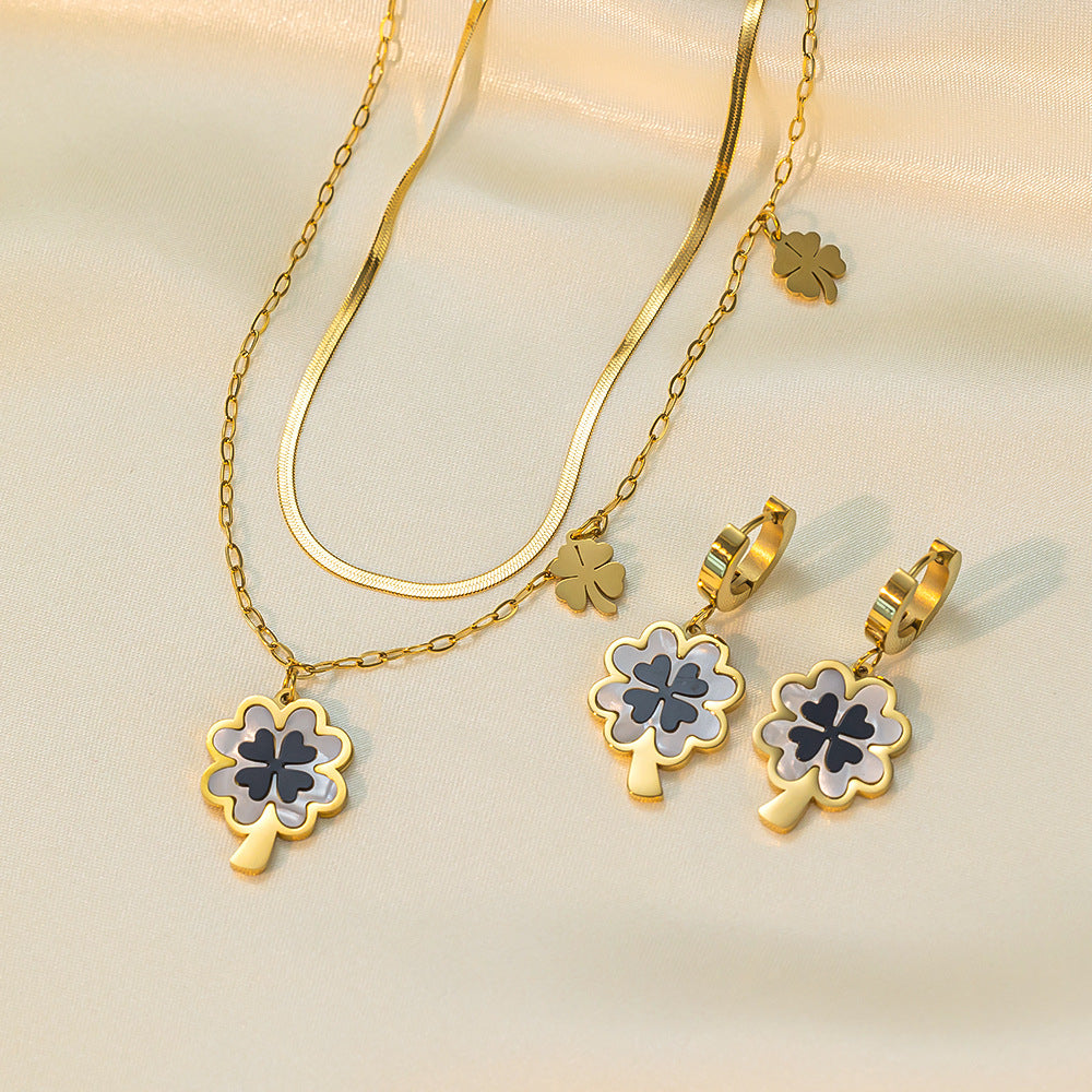 Stainless Steel Necklace Earrings Women'S Jewelry Suit