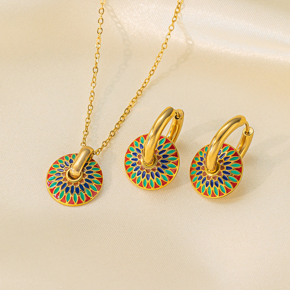 Stainless Steel Necklace Earrings Women'S Jewelry Suit