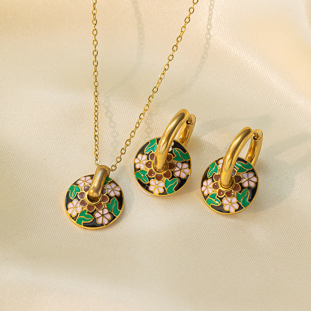 Stainless Steel Necklace Earrings Women'S Jewelry Suit