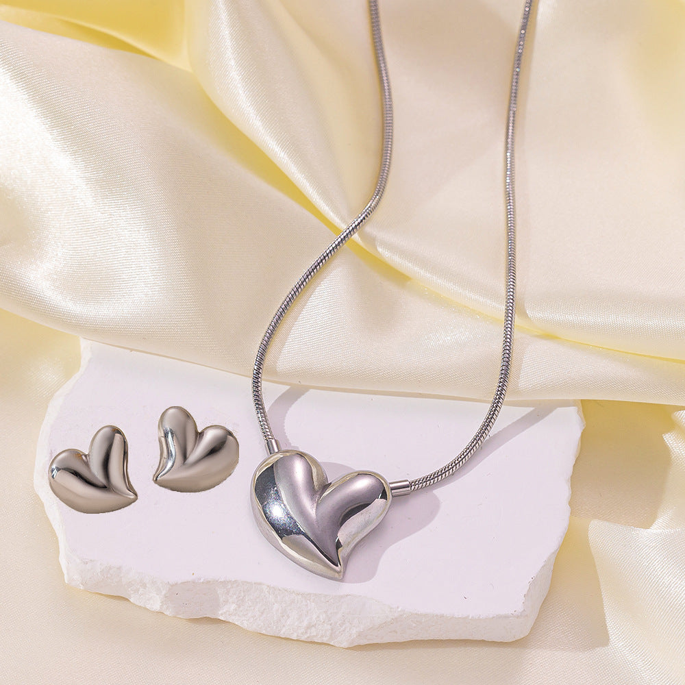 Stainless Steel Necklace Earrings Women'S Jewelry Suit