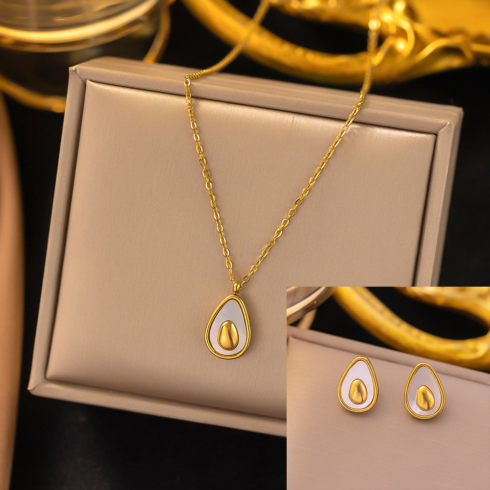 Stainless Steel Necklace Earrings Women'S Jewelry Suit