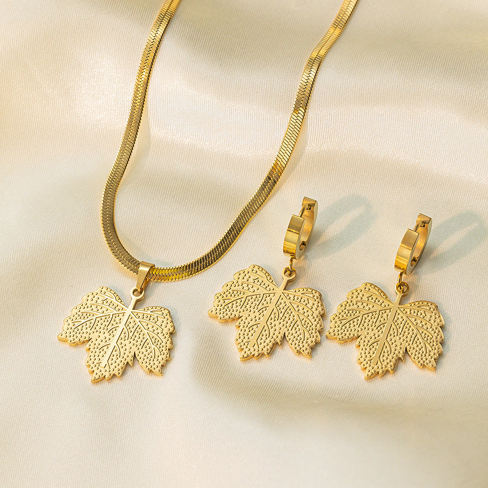 Stainless Steel Necklace Earrings Women'S Jewelry Suit