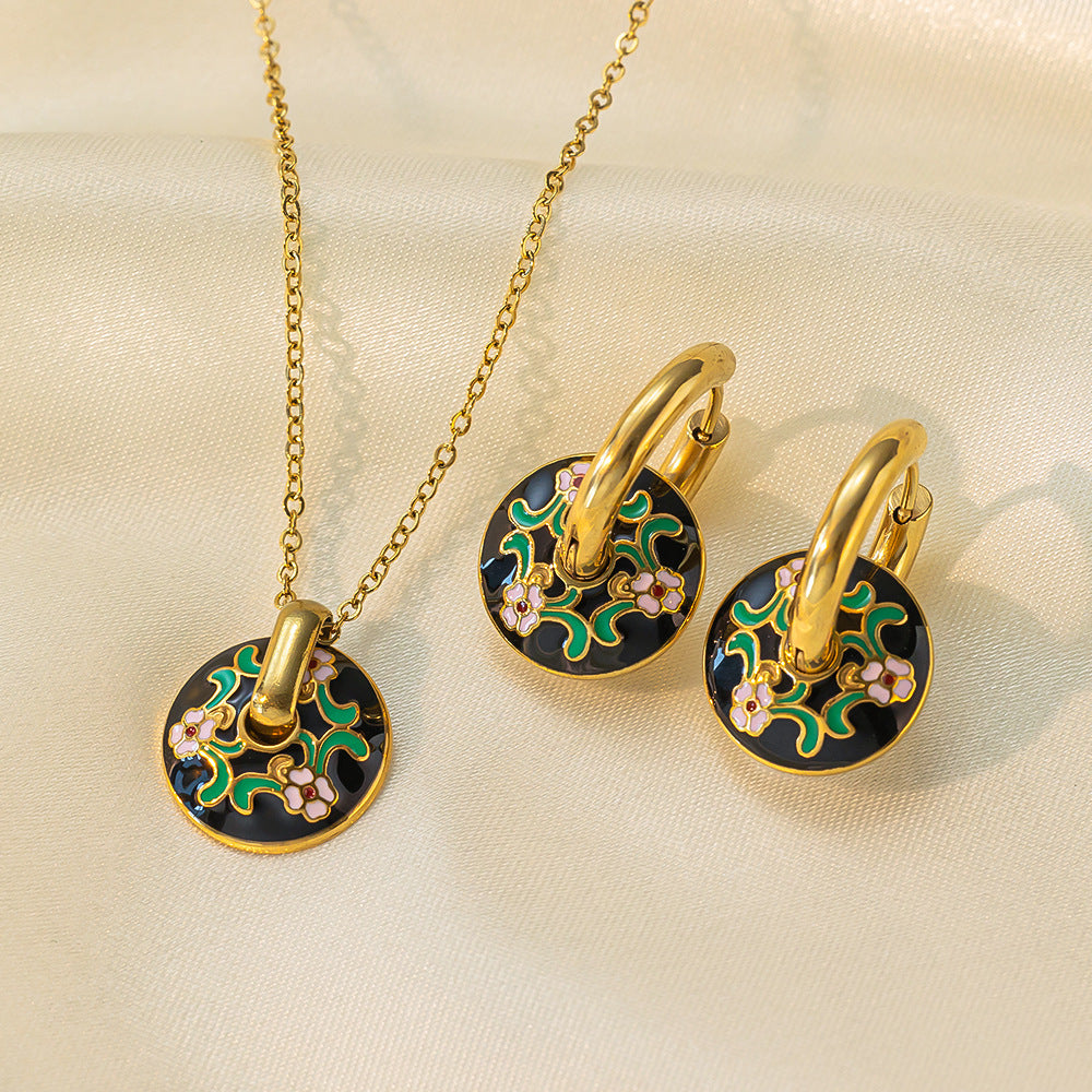Stainless Steel Necklace Earrings Women'S Jewelry Suit