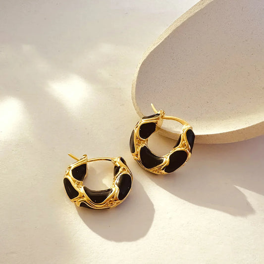 French Retro Enamel Leopard Print U-Shaped Ear Buckle Women Temperament Earrings Party and Daily Wear Fashion Jewelry