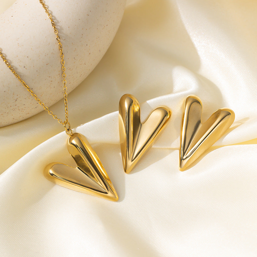 Stainless Steel Necklace Earrings Women'S Jewelry Suit