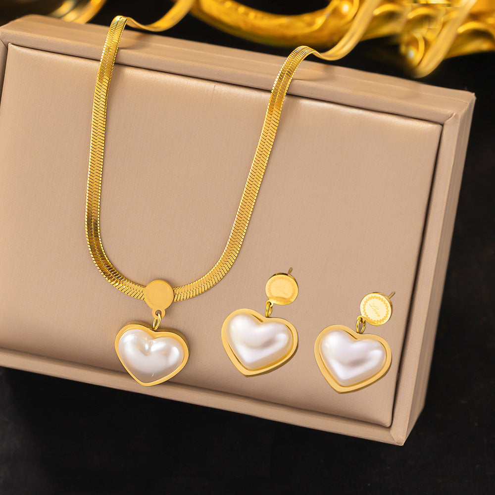 Stainless Steel Necklace Earrings Women'S Jewelry Suit