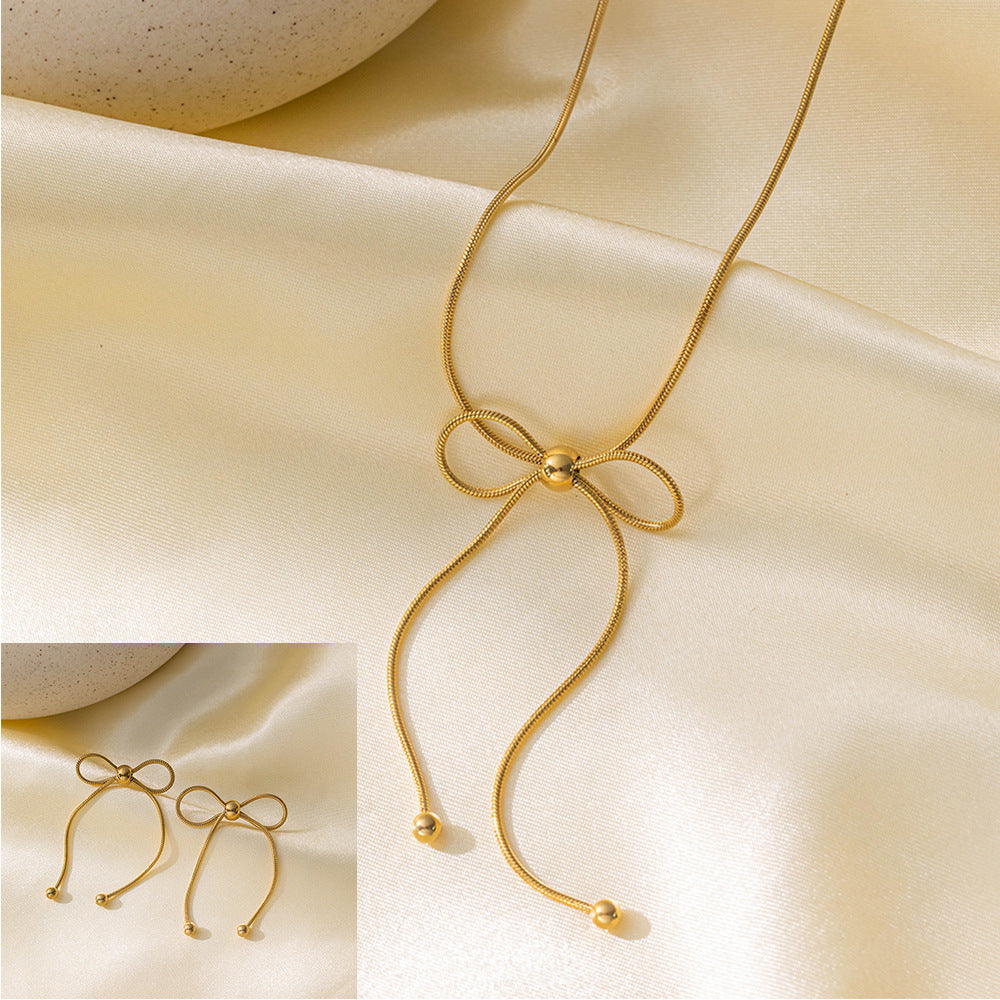 Stainless Steel Necklace Earrings Women'S Jewelry Suit