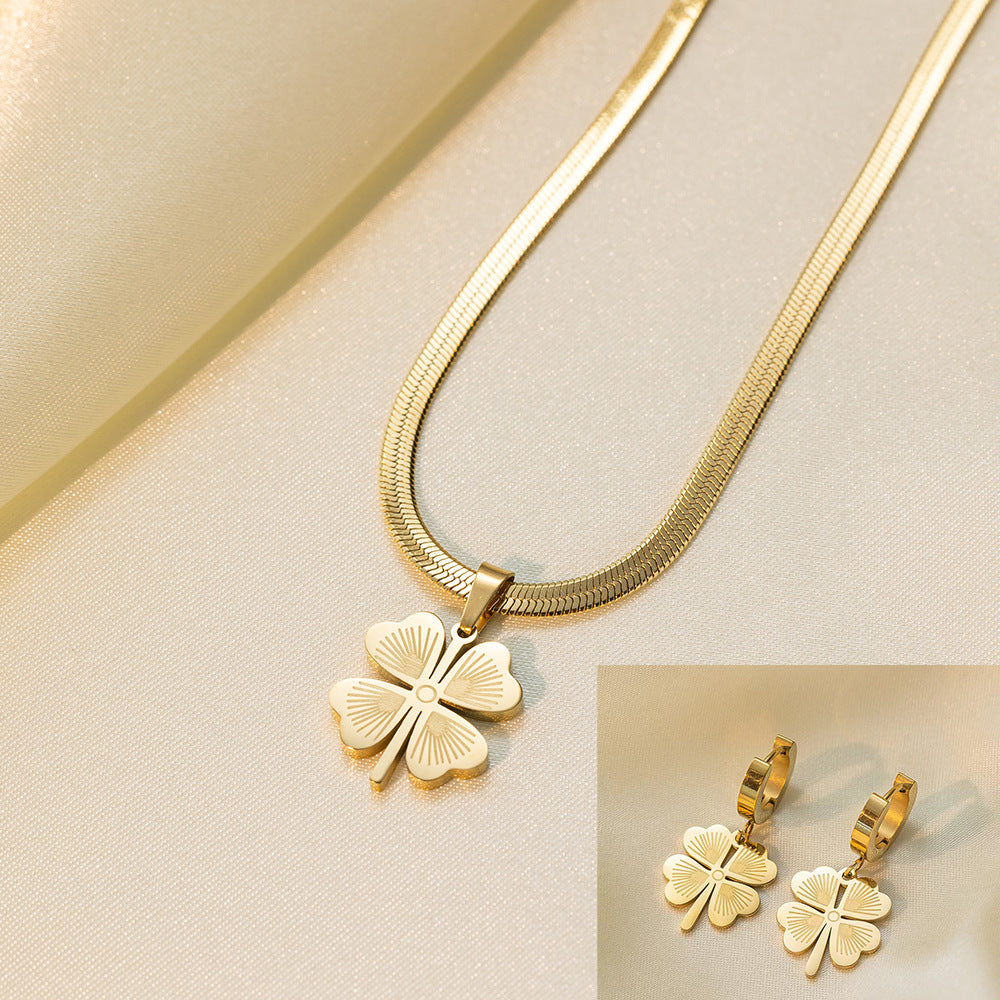 Stainless Steel Necklace Earrings Women'S Jewelry Suit