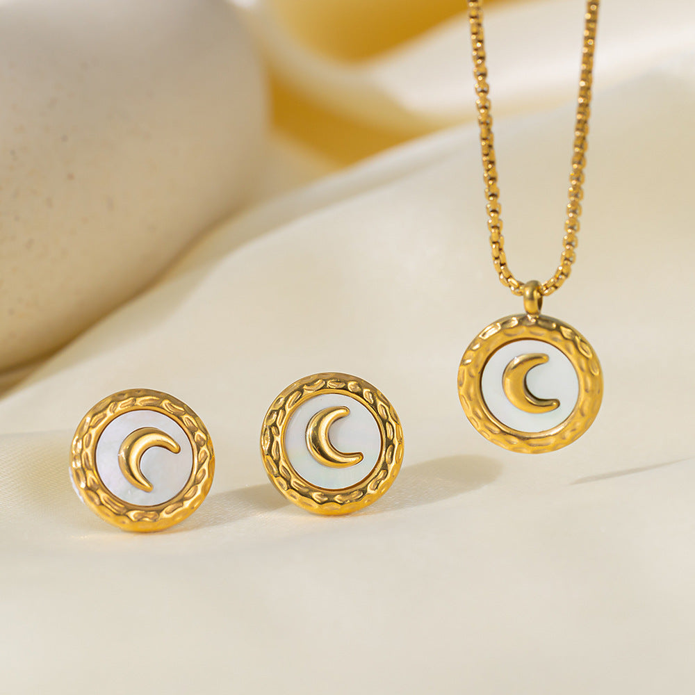 Stainless Steel Necklace Earrings Women'S Jewelry Suit