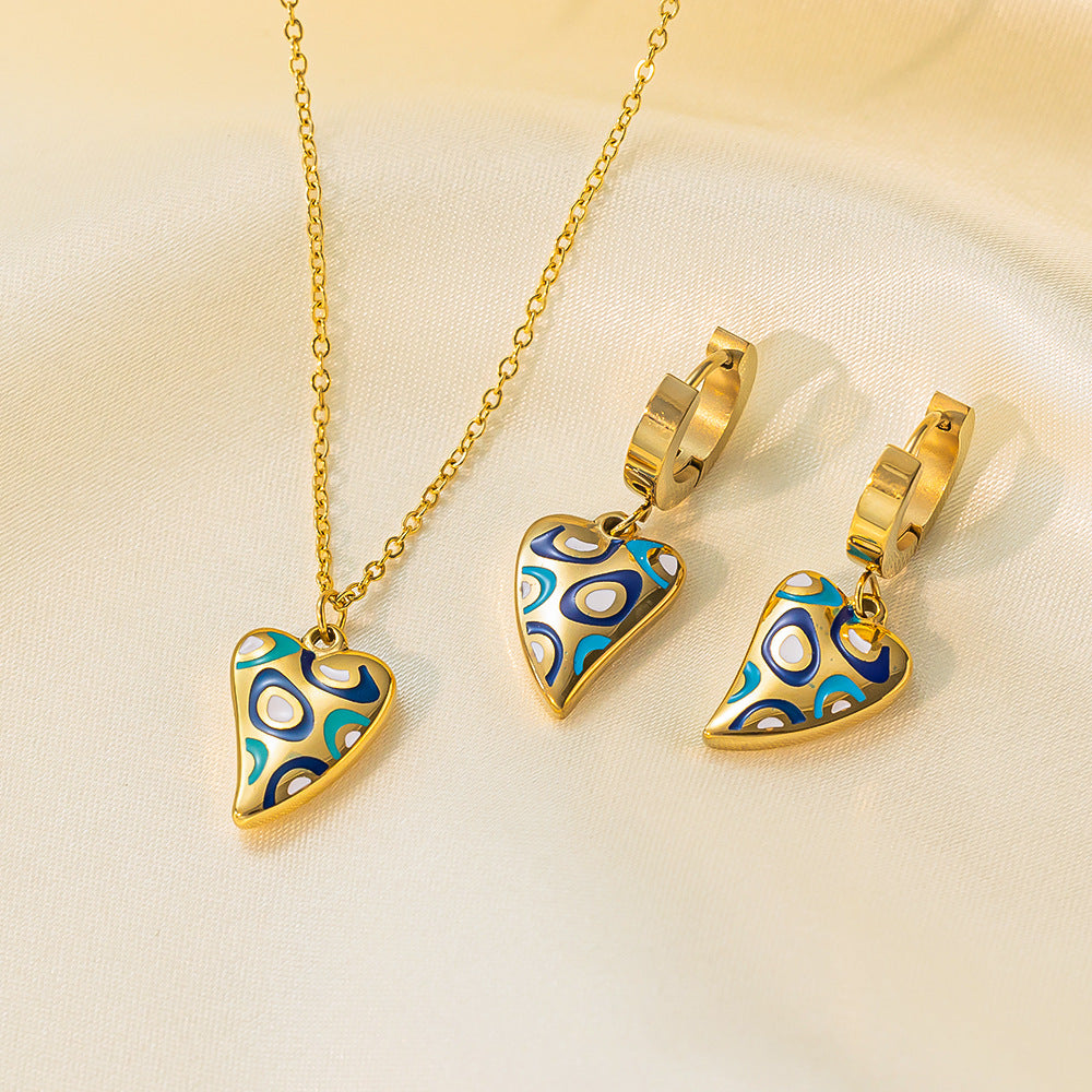Stainless Steel Necklace Earrings Women'S Jewelry Suit