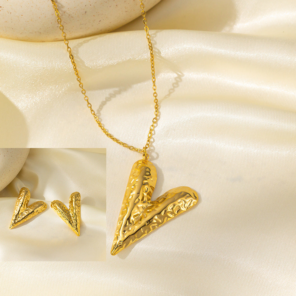 Stainless Steel Necklace Earrings Women'S Jewelry Suit