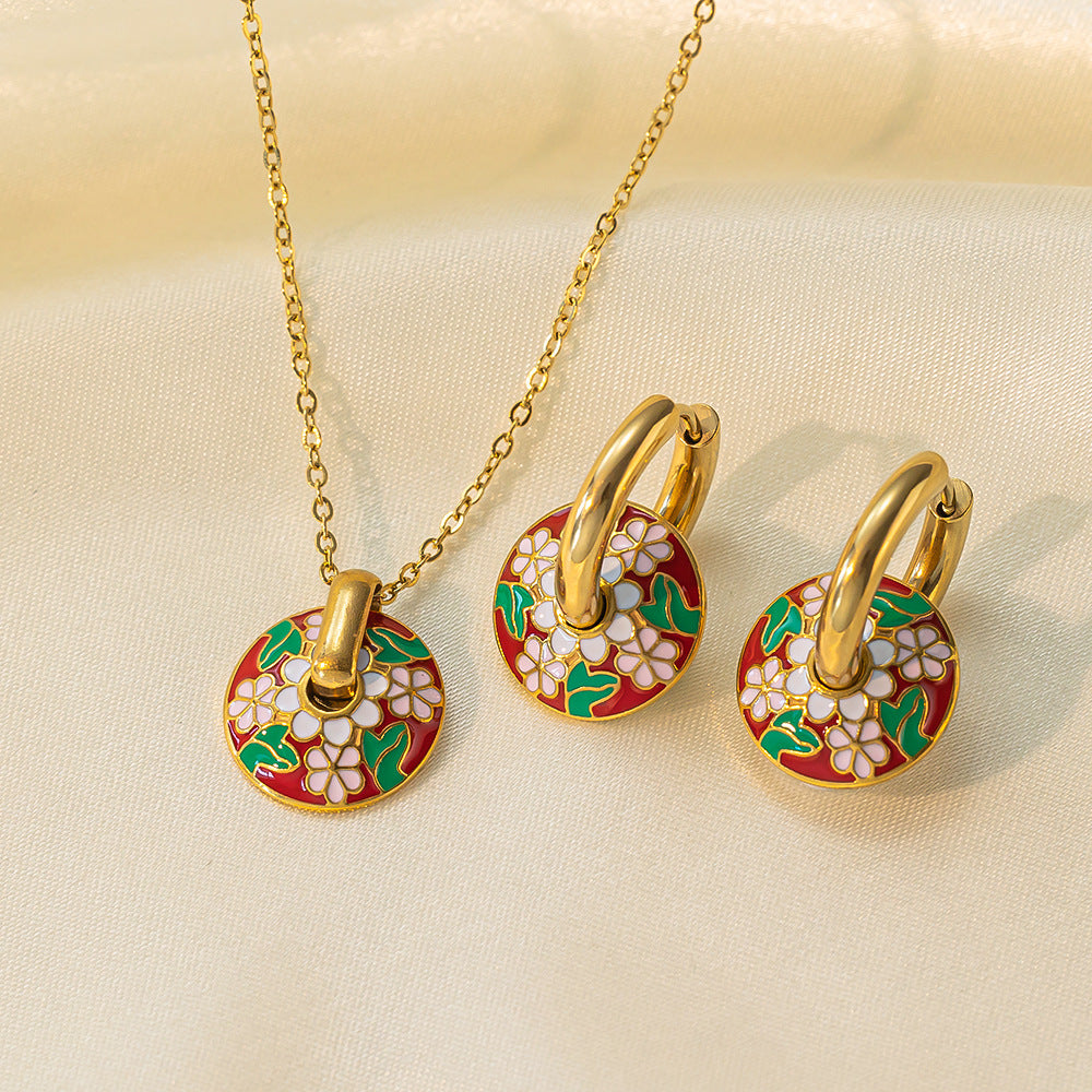 Stainless Steel Necklace Earrings Women'S Jewelry Suit