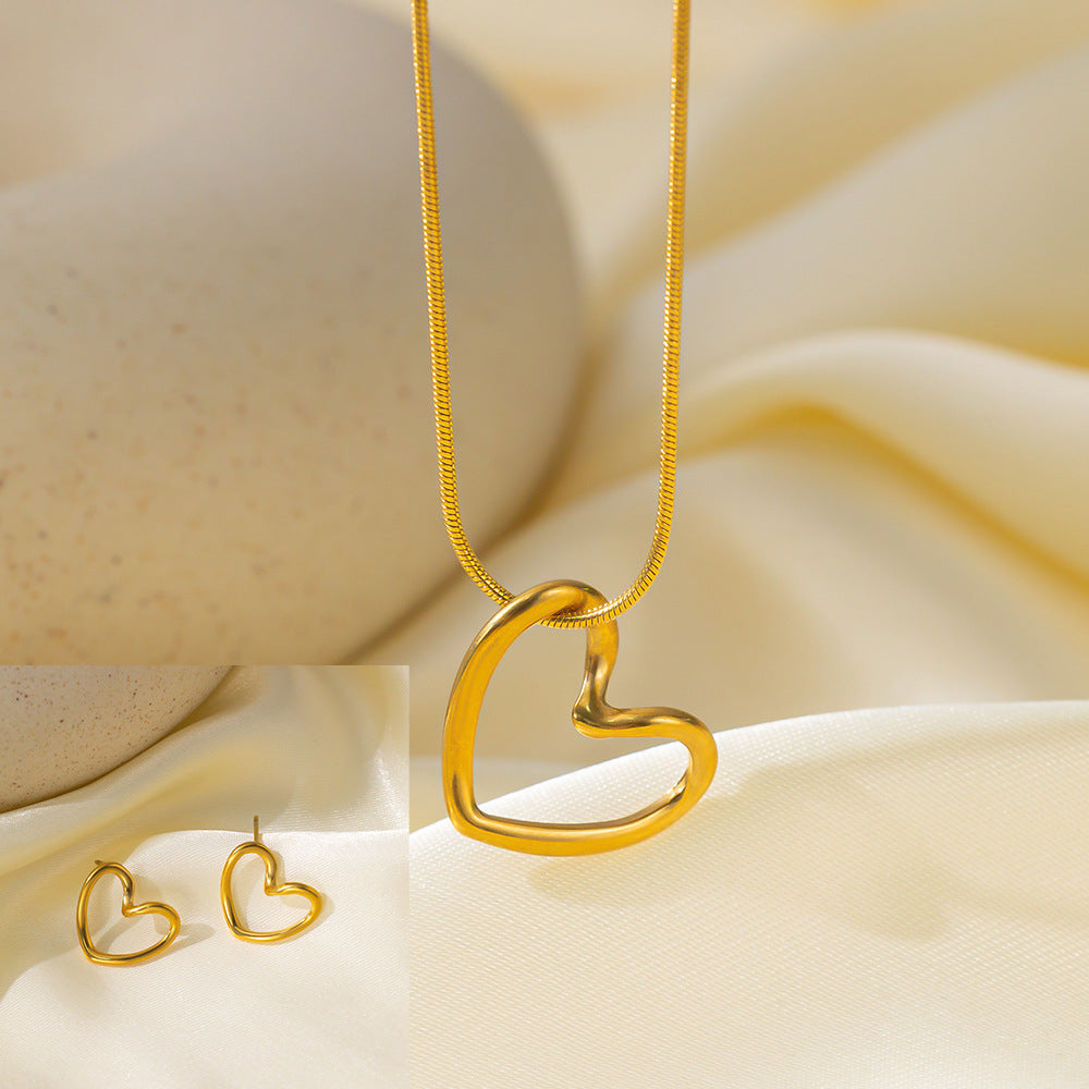 Stainless Steel Necklace Earrings Women'S Jewelry Suit