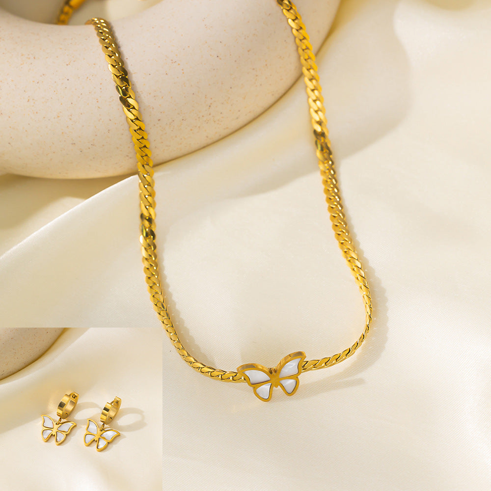 Stainless Steel Necklace Earrings Women'S Jewelry Suit