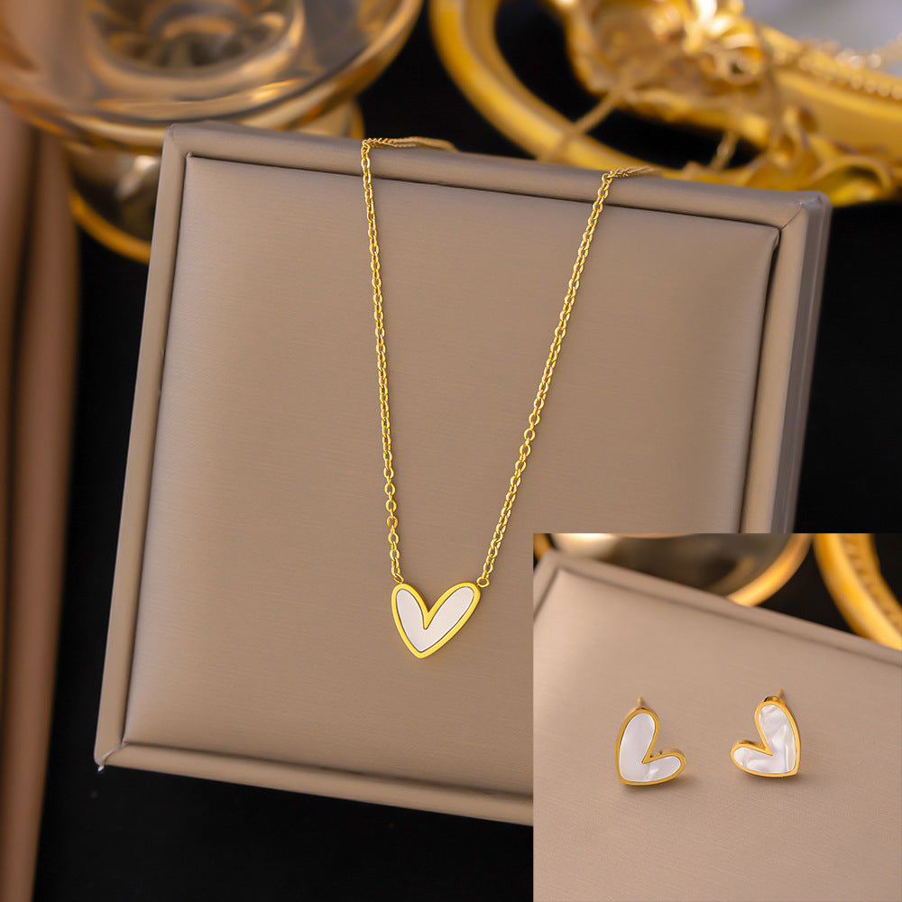 Stainless Steel Necklace Earrings Women'S Jewelry Suit