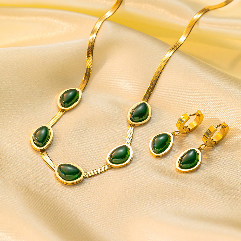 Stainless Steel Necklace Earrings Women'S Jewelry Suit