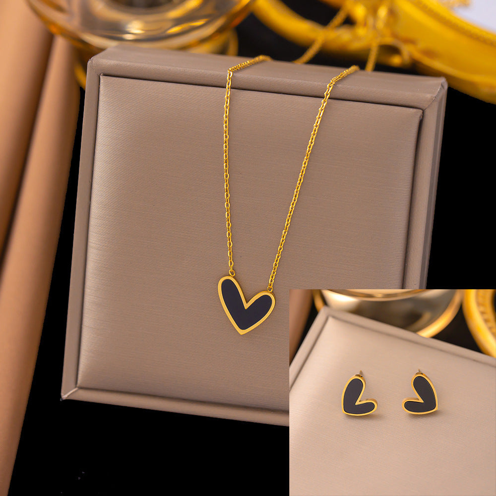 Stainless Steel Necklace Earrings Women'S Jewelry Suit
