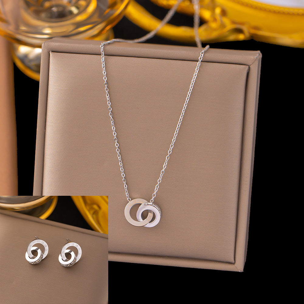 Stainless Steel Necklace Earrings Women'S Jewelry Suit