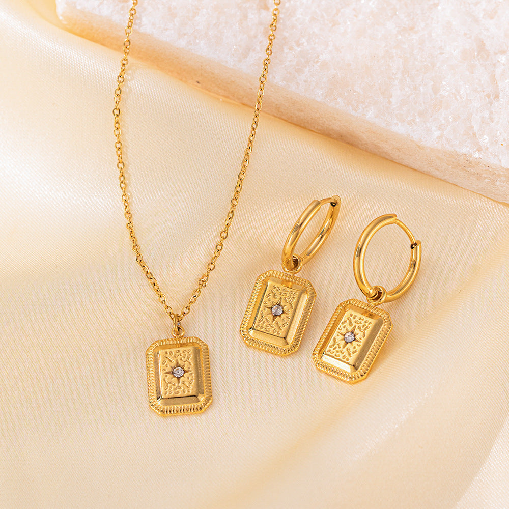 Stainless Steel Necklace Earrings Women'S Jewelry Suit