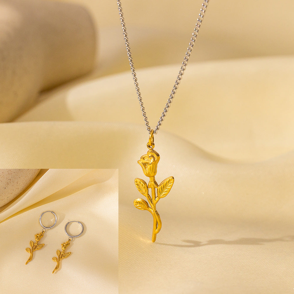 Stainless Steel Necklace Earrings Women'S Jewelry Suit