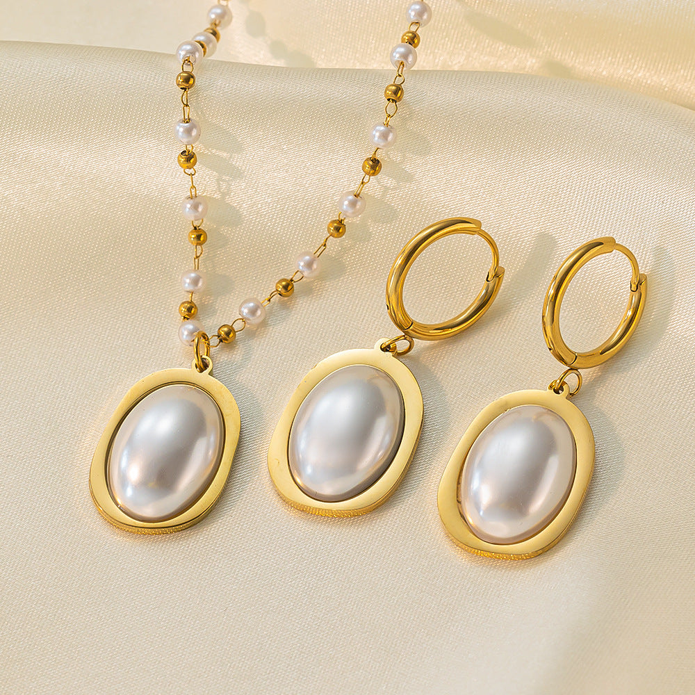 Stainless Steel Necklace Earrings Women'S Jewelry Suit