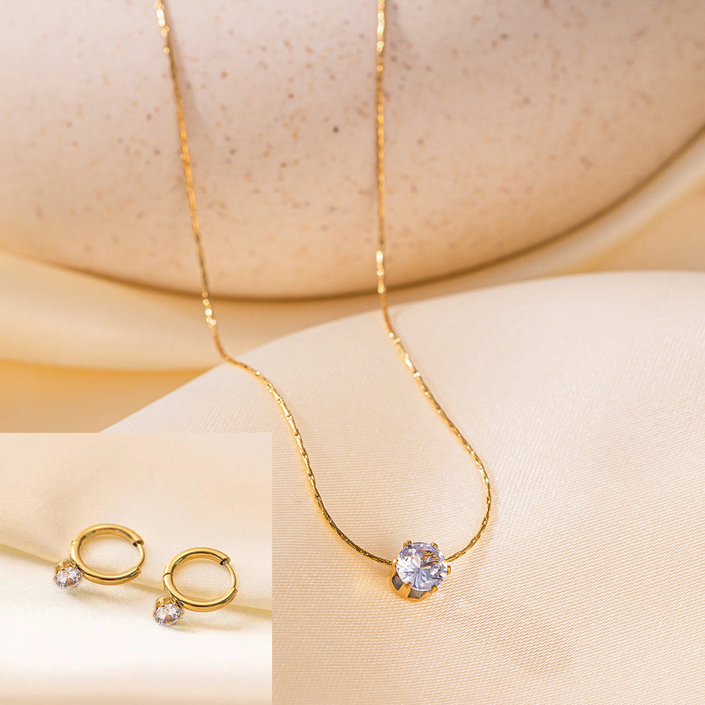 Stainless Steel Necklace Earrings Women'S Jewelry Suit