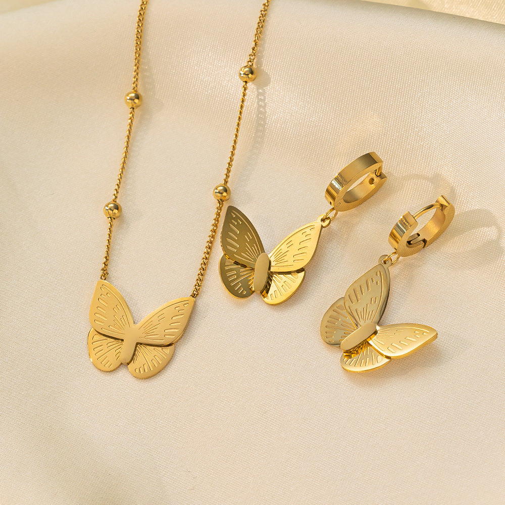 Stainless Steel Necklace Earrings Women'S Jewelry Suit