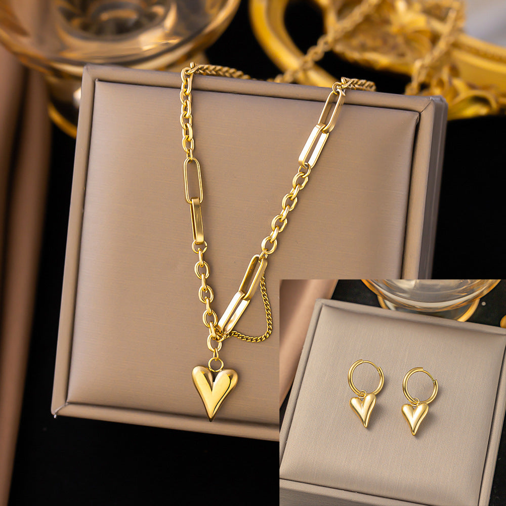 Stainless Steel Necklace Earrings Women'S Jewelry Suit