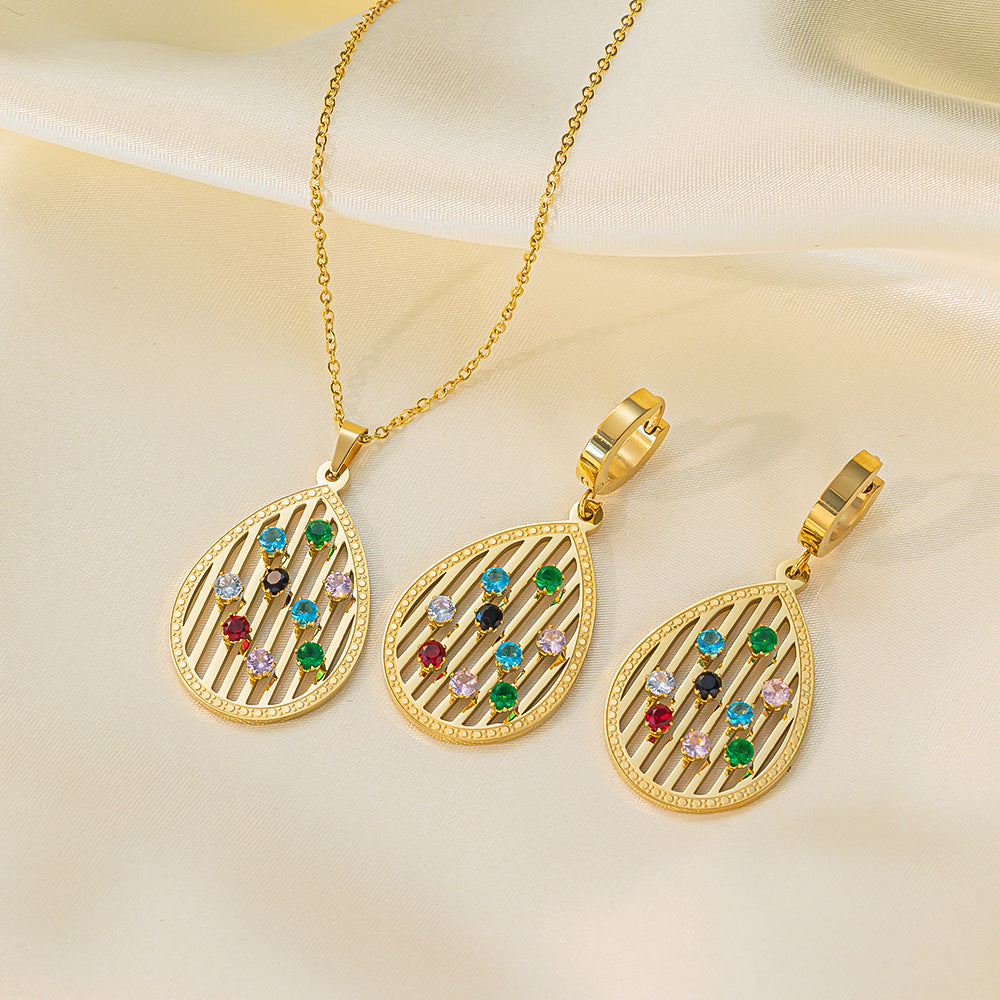 Stainless Steel Necklace Earrings Women'S Jewelry Suit